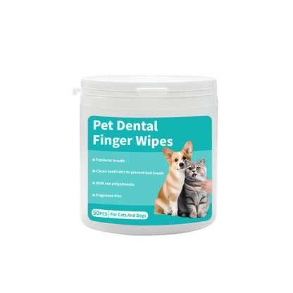 Pet Dental Finger Wipes 50ct - Teeth Cleaning & Fresh Breath