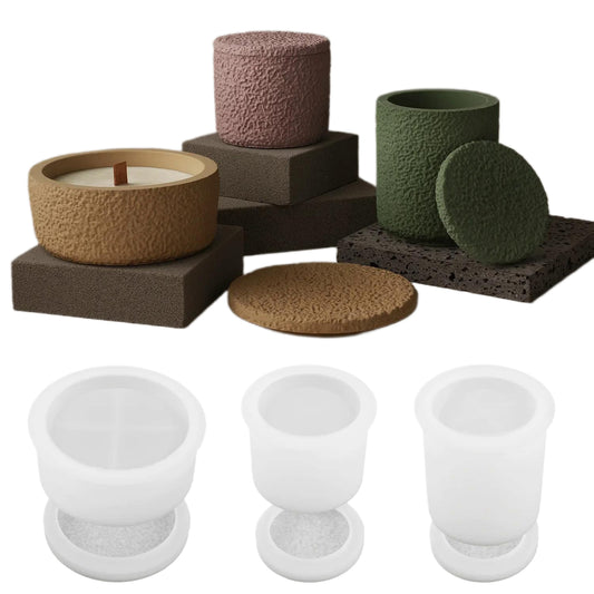 3D Shape Diy Candle Silicone Mold Creative Handmade Crystal Drops Glue Cement Cup Irregular Geometric Gypsum Cup with Lid Tools
