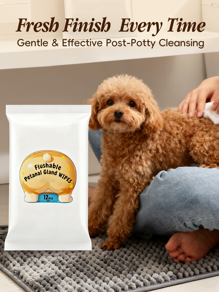 Flushable Dog Butt Wipes 12ct - Toilet Safe Pet Hygiene Wipes