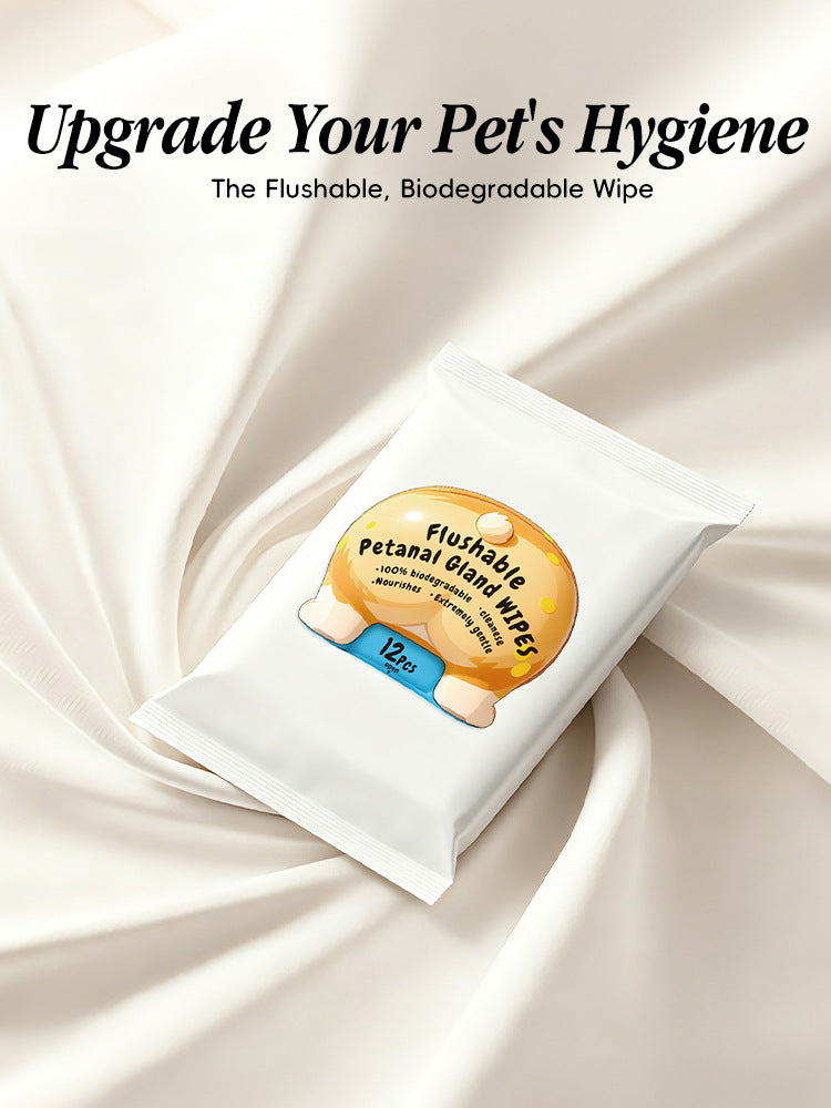 Flushable Dog Butt Wipes 12ct - Toilet Safe Pet Hygiene Wipes