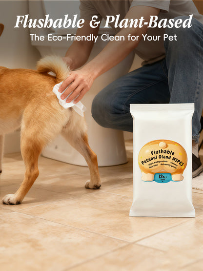 Flushable Dog Butt Wipes 12ct - Toilet Safe Pet Hygiene Wipes