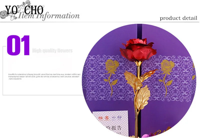 Valentine's Day Creative Gift 24K Foil Plated Rose Gold Rose Lasts Forever Love Wedding Decor Lover Lighting Roses Creative Gift