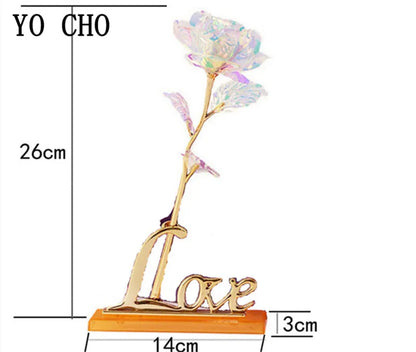 Valentine's Day Creative Gift 24K Foil Plated Rose Gold Rose Lasts Forever Love Wedding Decor Lover Lighting Roses Creative Gift