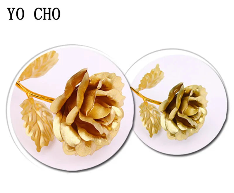 Valentine's Day Creative Gift 24K Foil Plated Rose Gold Rose Lasts Forever Love Wedding Decor Lover Lighting Roses Creative Gift