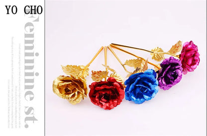 Valentine's Day Creative Gift 24K Foil Plated Rose Gold Rose Lasts Forever Love Wedding Decor Lover Lighting Roses Creative Gift