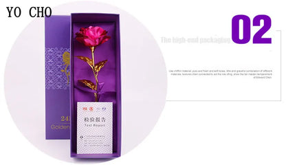 Valentine's Day Creative Gift 24K Foil Plated Rose Gold Rose Lasts Forever Love Wedding Decor Lover Lighting Roses Creative Gift