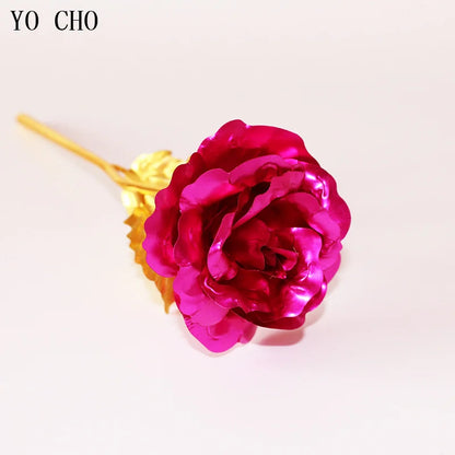 Valentine's Day Creative Gift 24K Foil Plated Rose Gold Rose Lasts Forever Love Wedding Decor Lover Lighting Roses Creative Gift