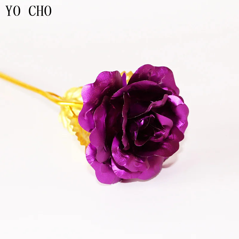 Valentine's Day Creative Gift 24K Foil Plated Rose Gold Rose Lasts Forever Love Wedding Decor Lover Lighting Roses Creative Gift