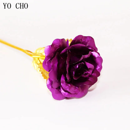 Valentine's Day Creative Gift 24K Foil Plated Rose Gold Rose Lasts Forever Love Wedding Decor Lover Lighting Roses Creative Gift