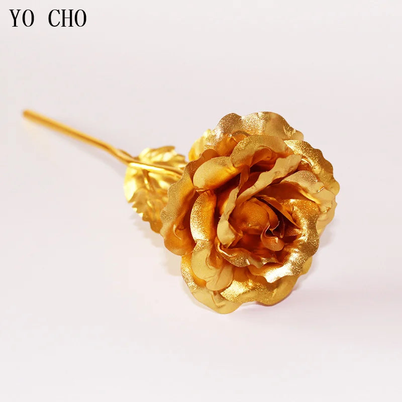 Valentine's Day Creative Gift 24K Foil Plated Rose Gold Rose Lasts Forever Love Wedding Decor Lover Lighting Roses Creative Gift
