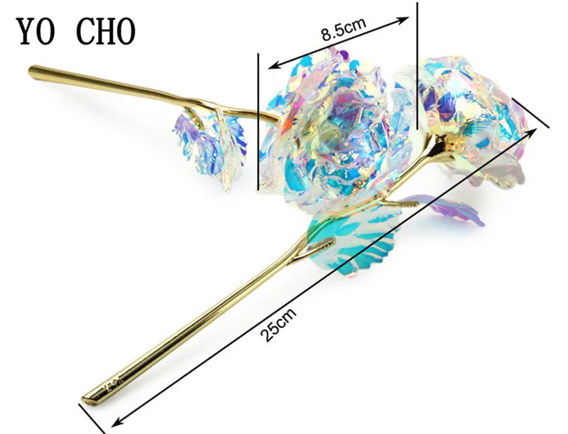 Valentine's Day Creative Gift 24K Foil Plated Rose Gold Rose Lasts Forever Love Wedding Decor Lover Lighting Roses Creative Gift