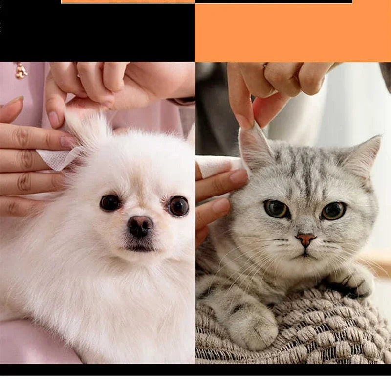 Pet Eye Wipes Dog and Cat Cleaning Wipes Pet Eye Wipes Grooming Tear Stain Remover Gentle Non-foaming Wipes Towels