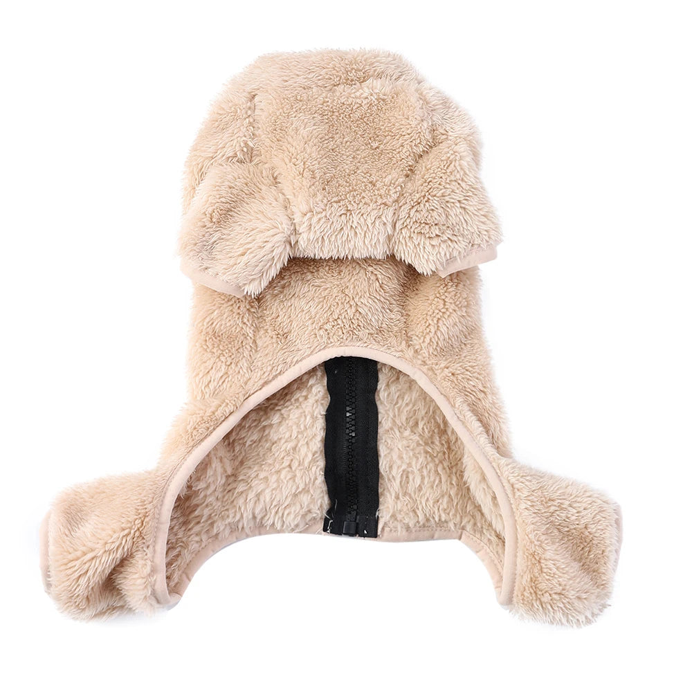 Soft Fleece Dog Clothes Winter Four Legs Covered  Plush Pet Coat D-Ring Zipper Puppy Jacket Autumn Overall For Small Middle Dog