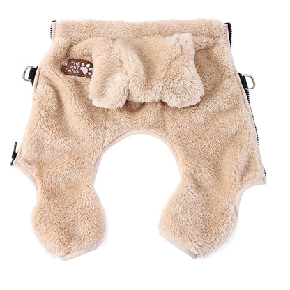 Soft Fleece Dog Clothes Winter Four Legs Covered  Plush Pet Coat D-Ring Zipper Puppy Jacket Autumn Overall For Small Middle Dog