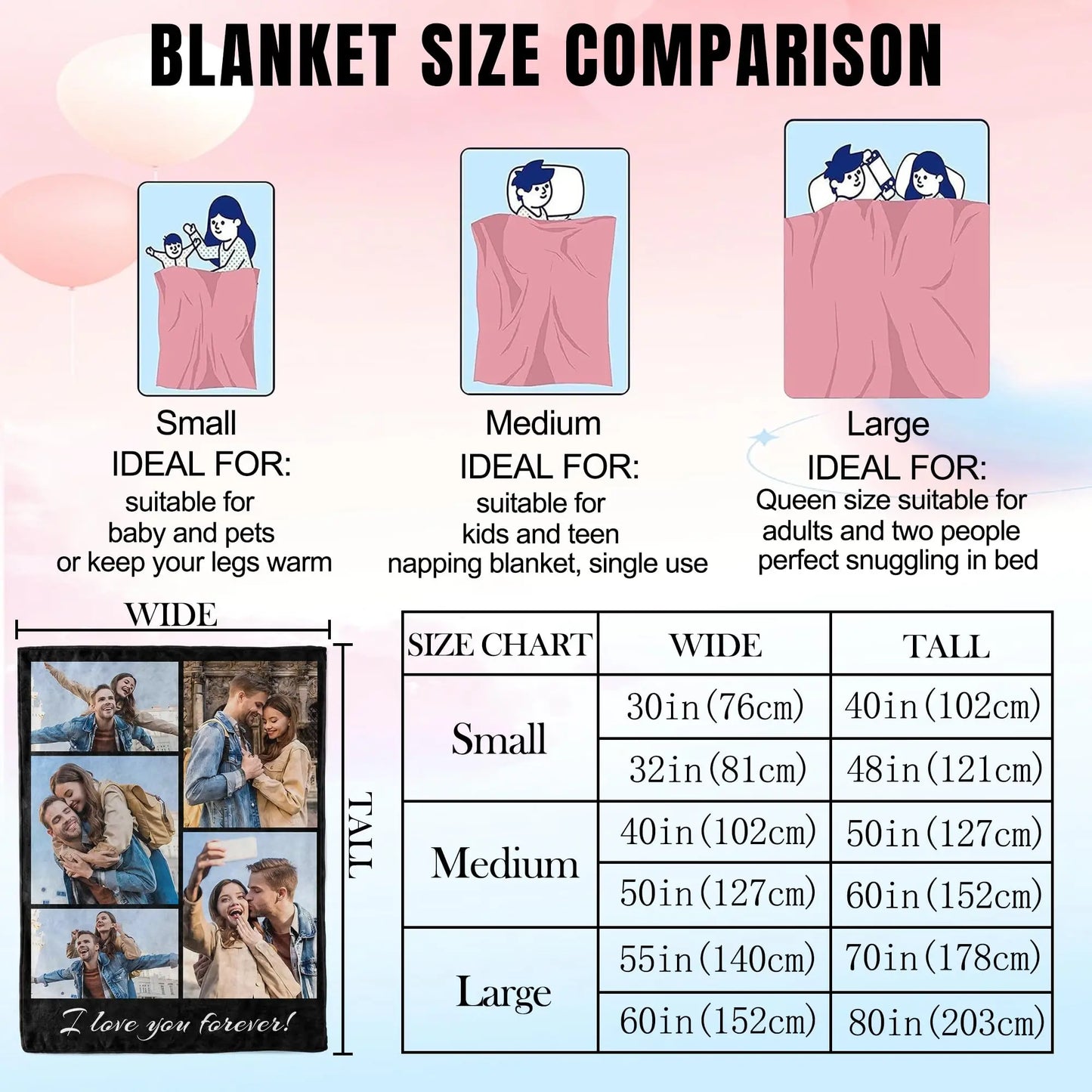 1pc Customized Blanket Your Design Logo Family Photo Print Warm Smooth Blanket Custom for Lover Dad Mom for Winter New Year Gift