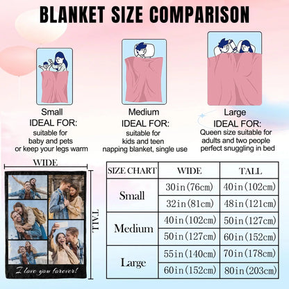 1pc Customized Blanket Your Design Logo Family Photo Print Warm Smooth Blanket Custom for Lover Dad Mom for Winter New Year Gift