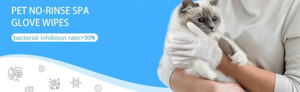 6pcs Unscented Extra Thick Pet Cleaning Wipes for Dogs & Cats,Dog Washing Bathing Deodorizing Grooming Gloves for Daily Care