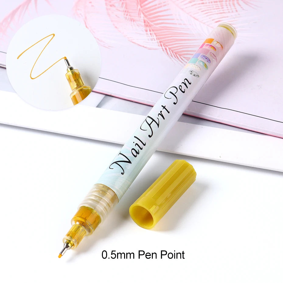 12pcs/Set Nail Art Graffiti Pen Nail Marker Drawing Abstract Lines Fine Detail Floral Design Waterproof Nail Painting Manicure
