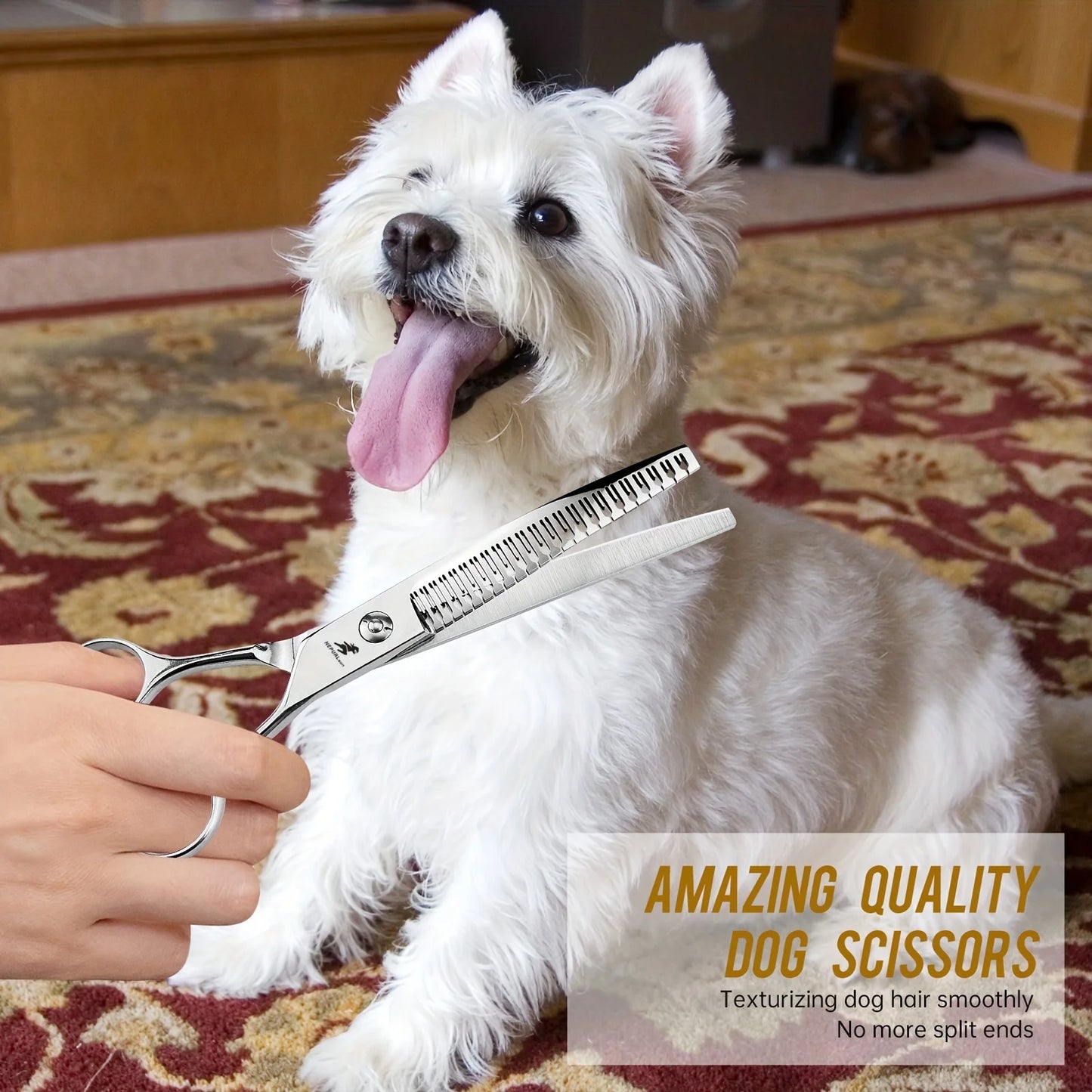 Dog Grooming Scissors Japan Stainless 7" Professional Pet Scissors Curved Chunker Scissors for Groomer Down CurveThinning Shears