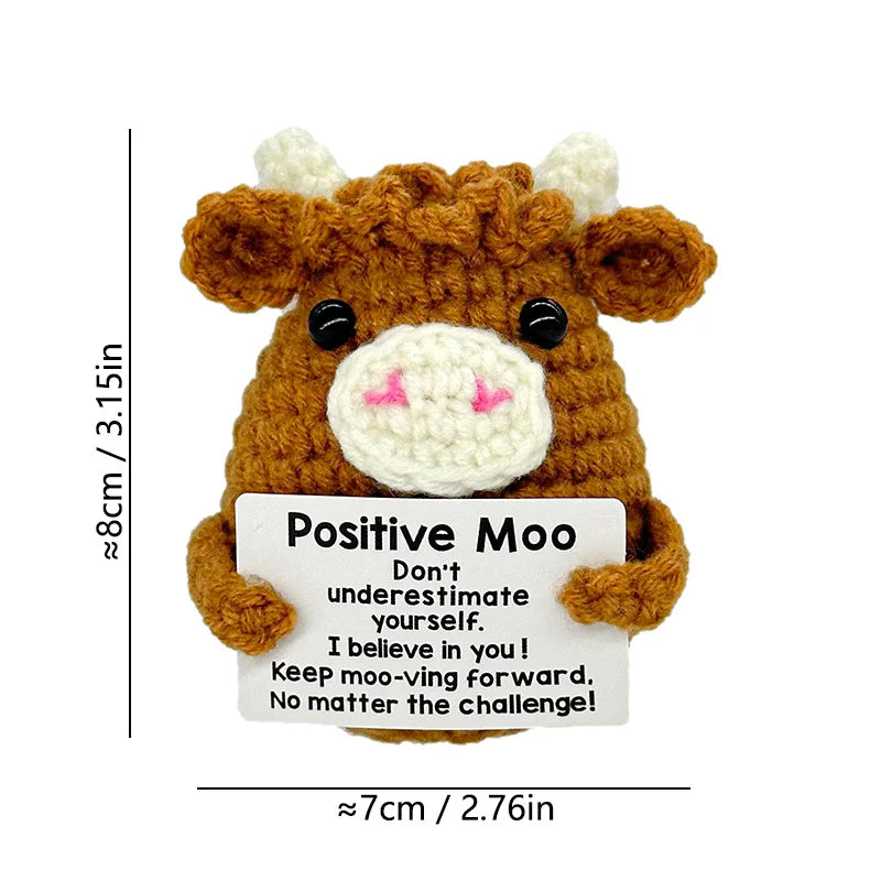 Gifts for Him Her Boyfriend Girlfriend  Handmade Positive Crochet Cute Cow Emotional Birthday Christmas Desktop Decorations