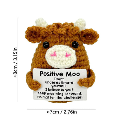 Gifts for Him Her Boyfriend Girlfriend  Handmade Positive Crochet Cute Cow Emotional Birthday Christmas Desktop Decorations