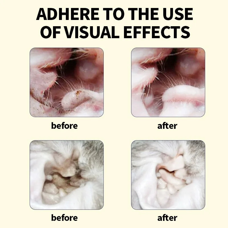 Pet Ear Cleaner Solution | Gentle Ear Drops for Dogs & Cats, Removes Mites & Soothes Itching