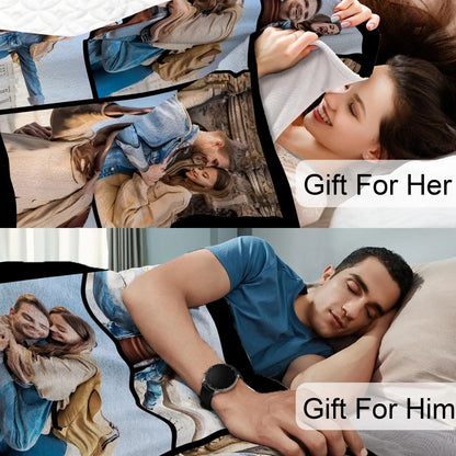 1pc Customized Blanket Your Design Logo Family Photo Print Warm Smooth Blanket Custom for Lover Dad Mom for Winter New Year Gift