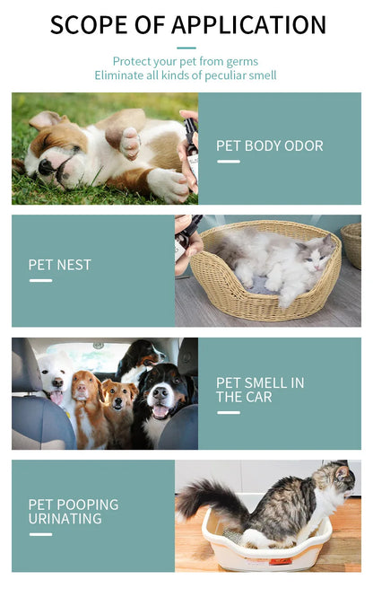 ZAKKAL 100ml Pet Deodorant - Dog Cat Spray Natural Conditioning Scented Deodorizer