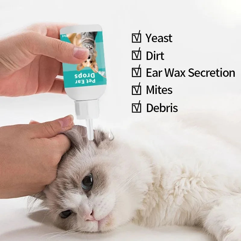 Pet Ear Cleaner Solution | Gentle Ear Drops for Dogs & Cats, Removes Mites & Soothes Itching