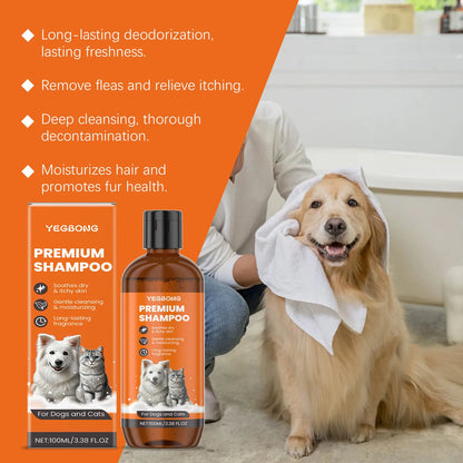 Natural Pet Shampoo for Dogs & Cats, Coconut Oil Derivative Formula, Removes Odor & Tangles, Flea & Insect Repellent,
