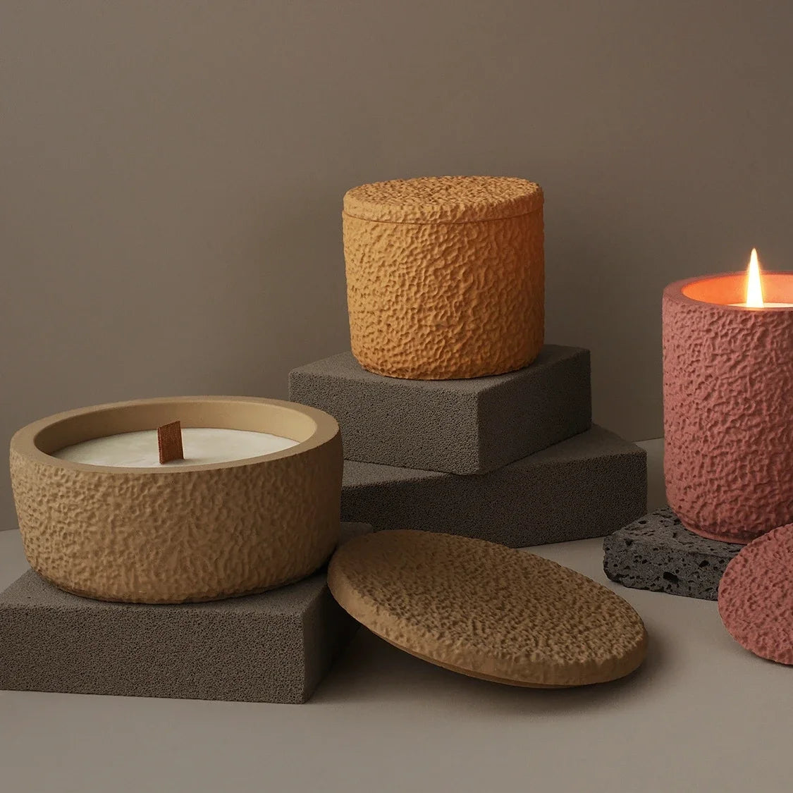 3D Shape Diy Candle Silicone Mold Creative Handmade Crystal Drops Glue Cement Cup Irregular Geometric Gypsum Cup with Lid Tools