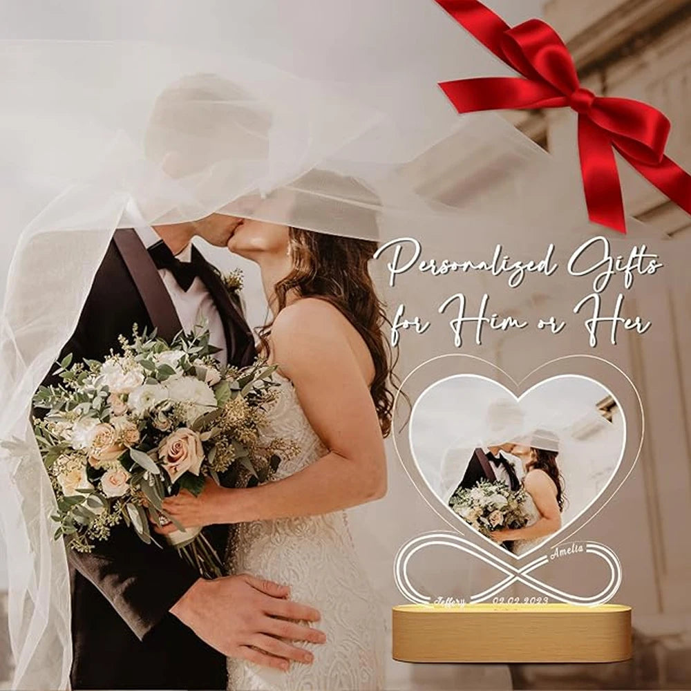 Personalized Valentine's Day gifts for boyfriend Customized gift Acrylic Picture Frame With LED Light Anniversary Romantic Gifts