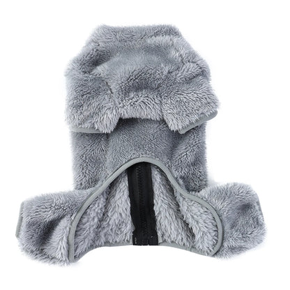 Soft Fleece Dog Clothes Winter Four Legs Covered  Plush Pet Coat D-Ring Zipper Puppy Jacket Autumn Overall For Small Middle Dog