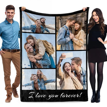 1pc Customized Blanket Your Design Logo Family Photo Print Warm Smooth Blanket Custom for Lover Dad Mom for Winter New Year Gift