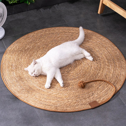 Furniture Saver! Natural Cattail Cat Scratcher, All-Season Scratching & Sleeping Essential