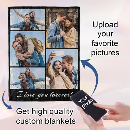 1pc Customized Blanket Your Design Logo Family Photo Print Warm Smooth Blanket Custom for Lover Dad Mom for Winter New Year Gift