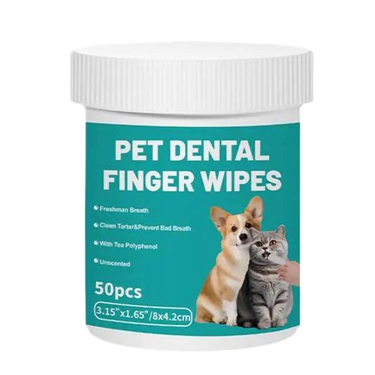 Pet Teeth Cleaning Finger Wipes 50-Pieces Pet Dog Teeth Brushing Wipes For Cleaning Bad Breath Remover Wipes For Outdoors