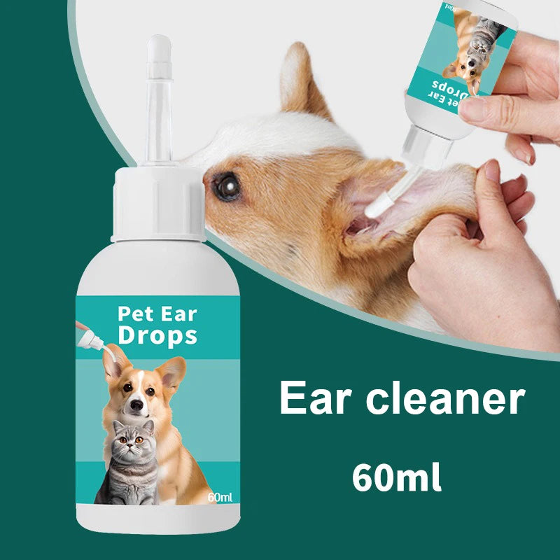 Pet Ear Cleaner Solution | Gentle Ear Drops for Dogs & Cats, Removes Mites & Soothes Itching