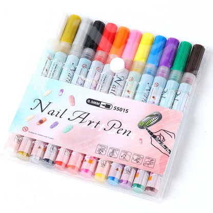 12pcs/Set Nail Art Graffiti Pen Nail Marker Drawing Abstract Lines Fine Detail Floral Design Waterproof Nail Painting Manicure