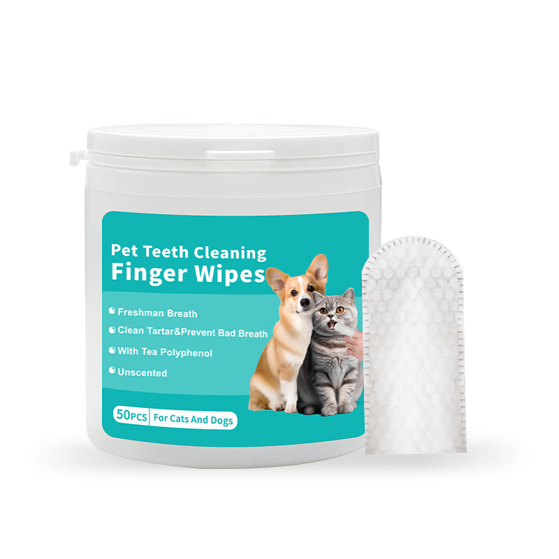 Pet Dental Finger Wipes 50ct - Teeth Cleaning & Fresh Breath
