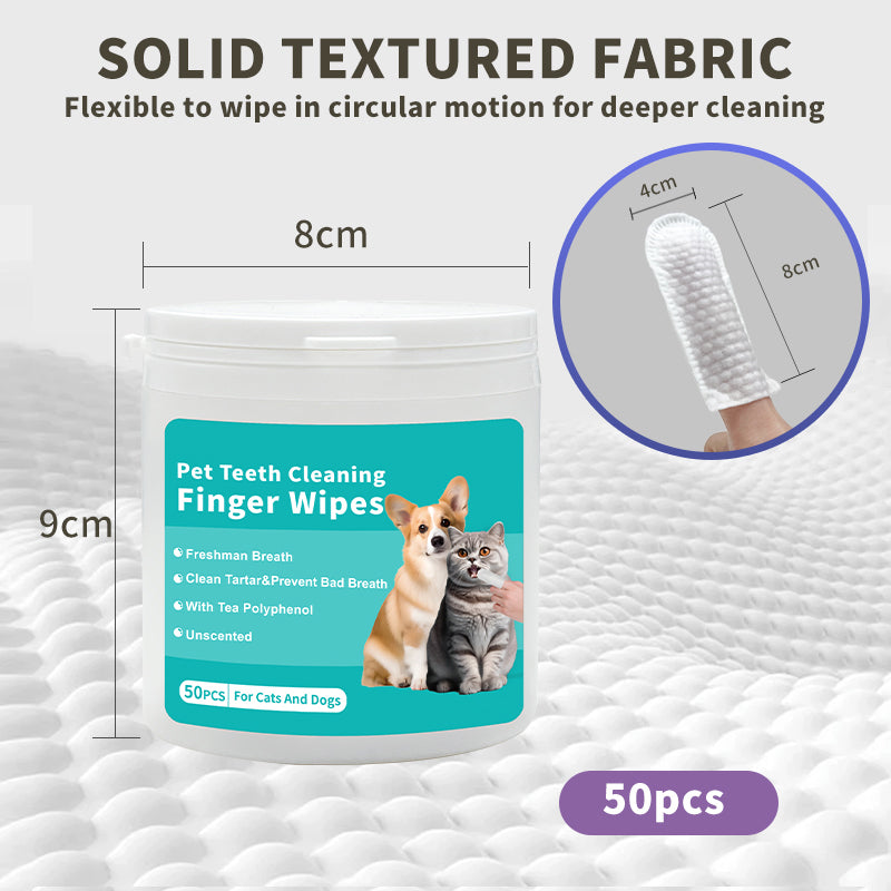 Pet Dental Finger Wipes 50ct - Teeth Cleaning & Fresh Breath