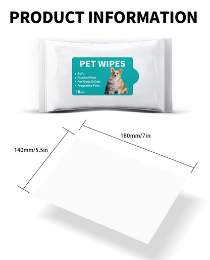Travel Dog Wipes 10ct - Portable Pet Cleaning Wipes